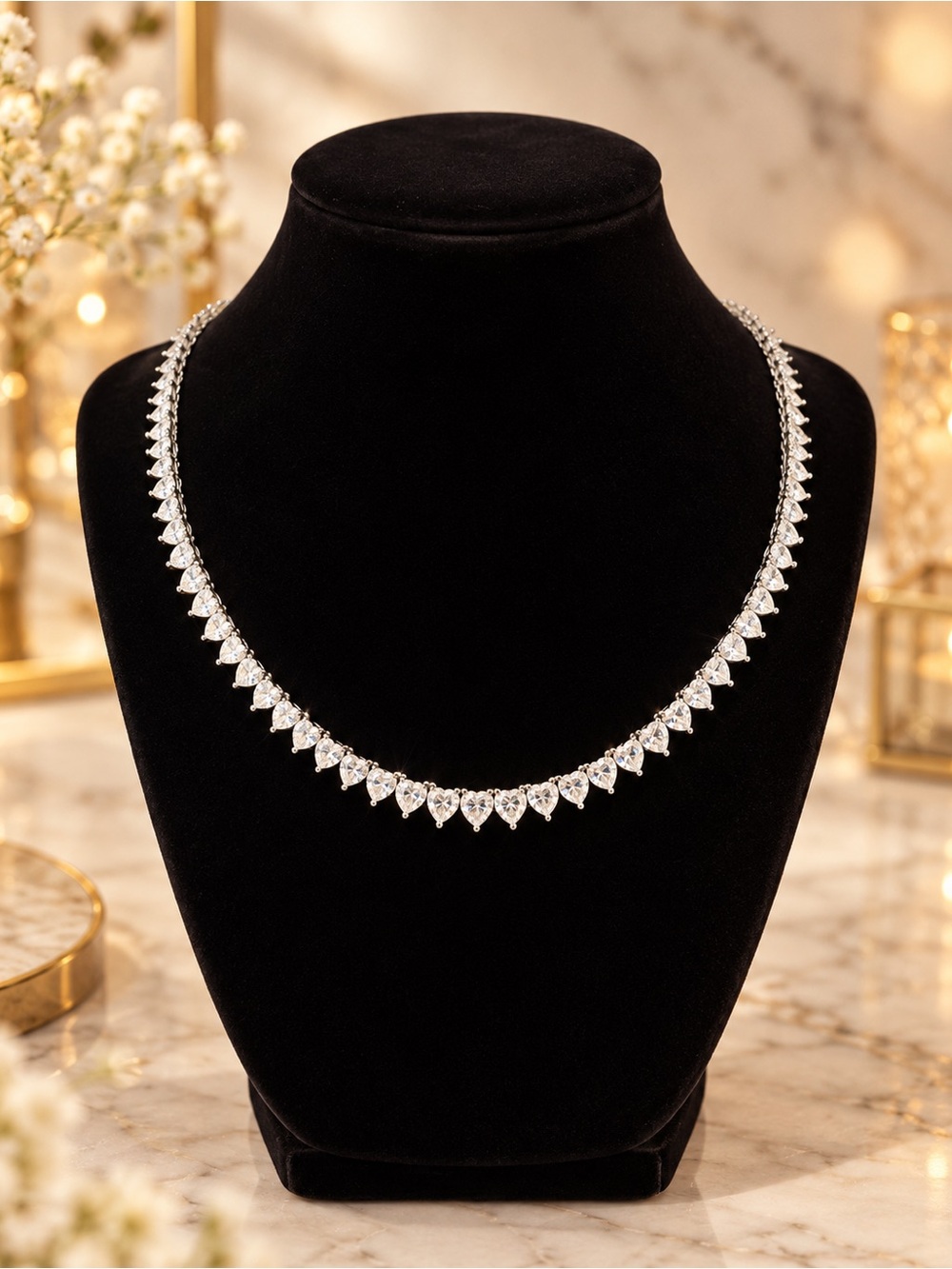 Cubic Zirconia Fine Silver Plated Necklace